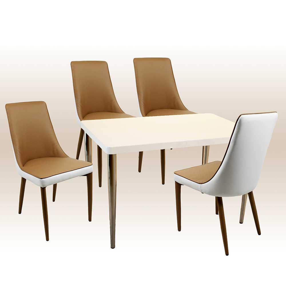 Küchen Sitzgruppe Perrina mit vier Stühlen aus Kunstleder & Metall (fünfteilig)