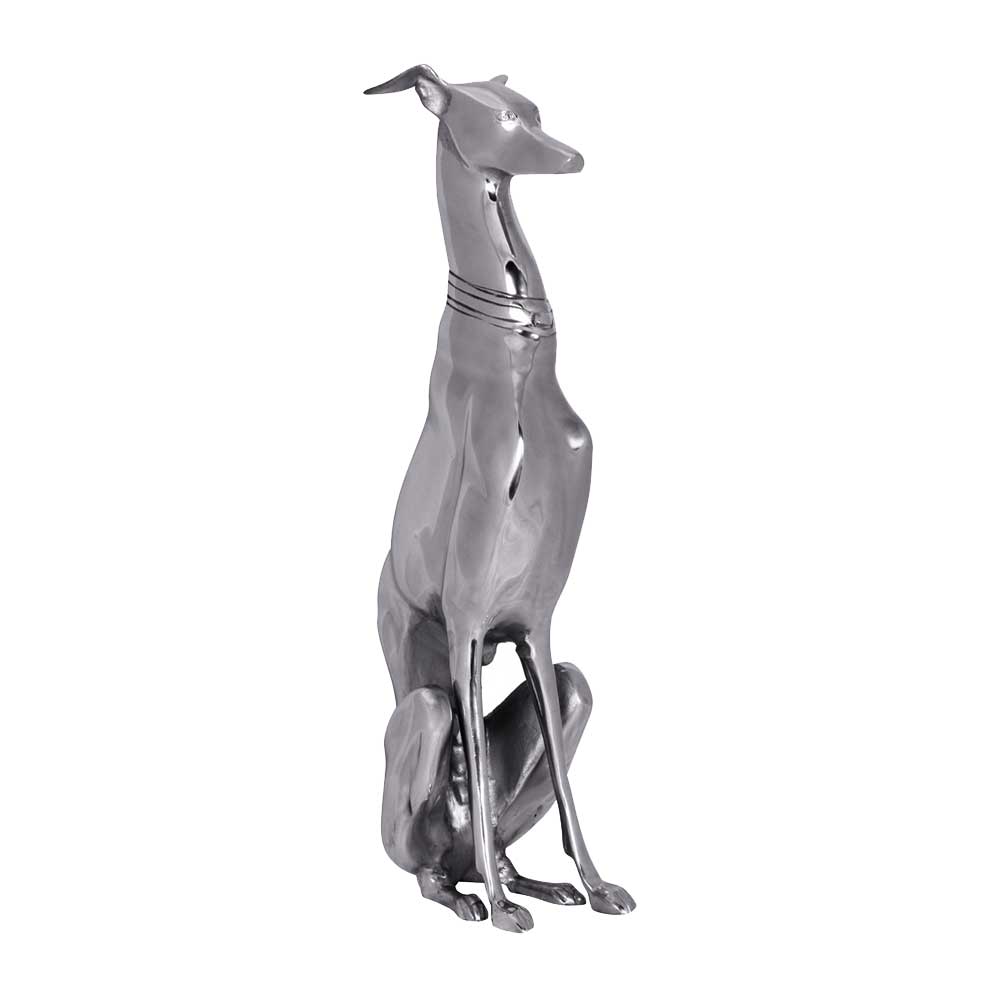 Deko Figur Hund Borad aus Metall in Silberfarben