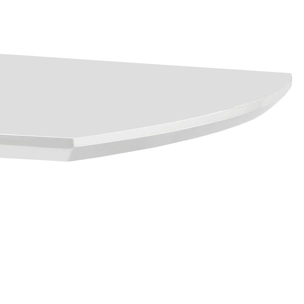 Esszimmer Tisch Samluca in Weiß Hochglanz und Chromfarben mit Säulengestell