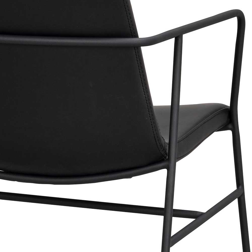 Armlehnenstühle Junetega in Schwarz Kunstleder mit Gestell aus Metall (2er Set)