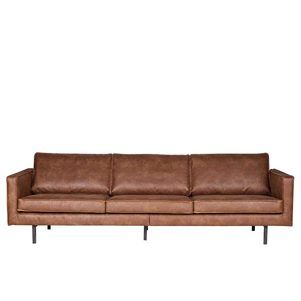3 Sitzer Sofa Ulada in Cognac Braun aus recyceltem Leder