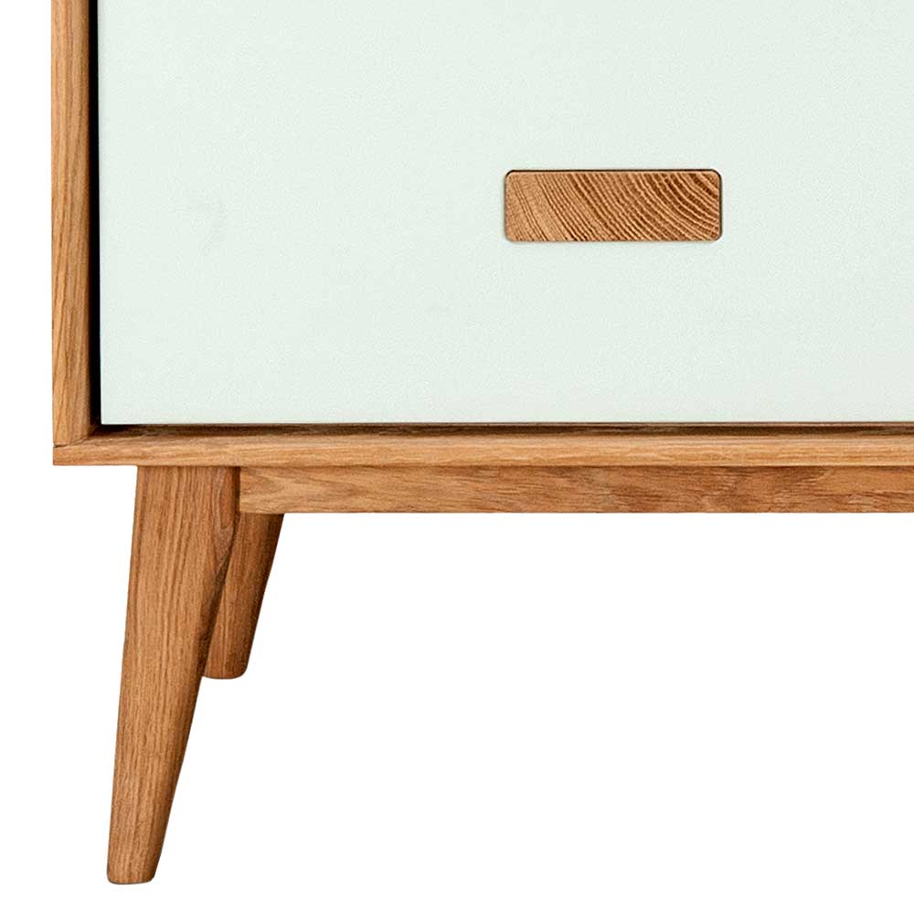 Schubladen Sideboard Vrenos in Weiß und Eiche Bianco modern