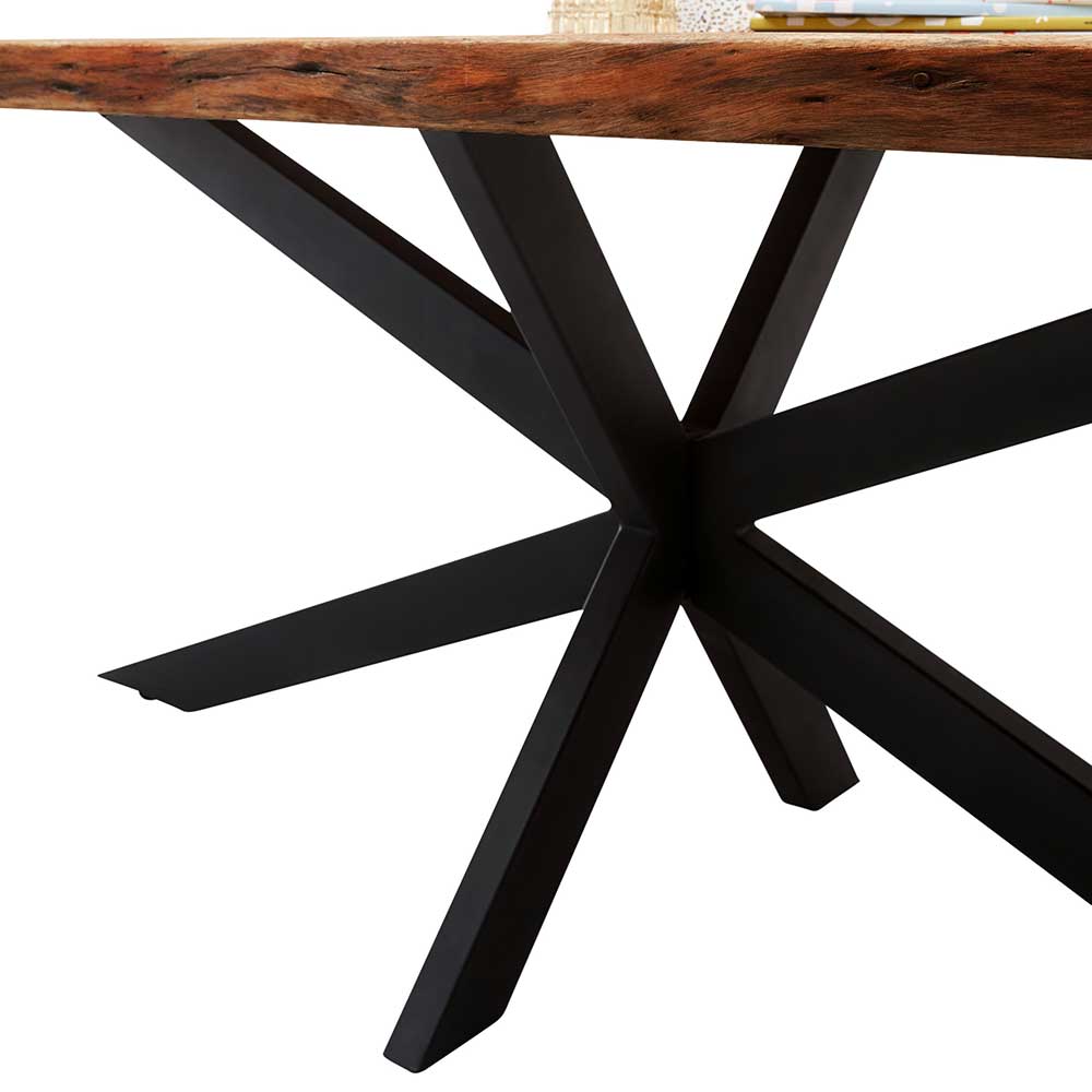 Esszimmer Tisch Akper mit natürlicher Baumkante und Spider Gestell