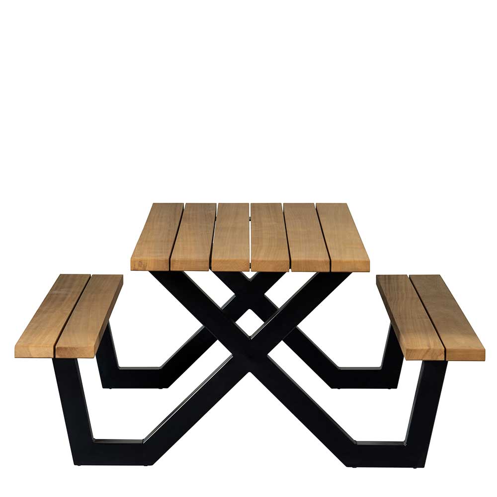 Outdoor Picknick-Tisch Vlatu aus Abachi Holz und Metall