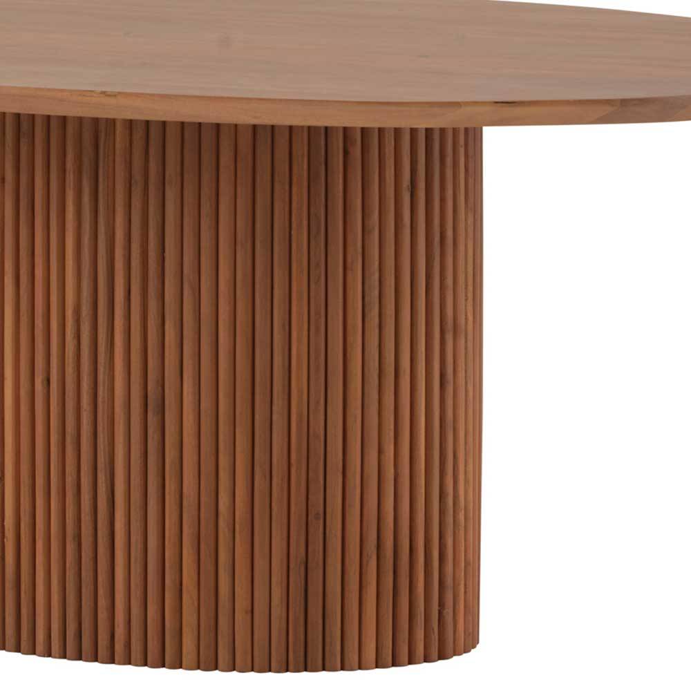 Tisch Massivholz Ardenara mit ovaler Tischplatte und Säulengestell