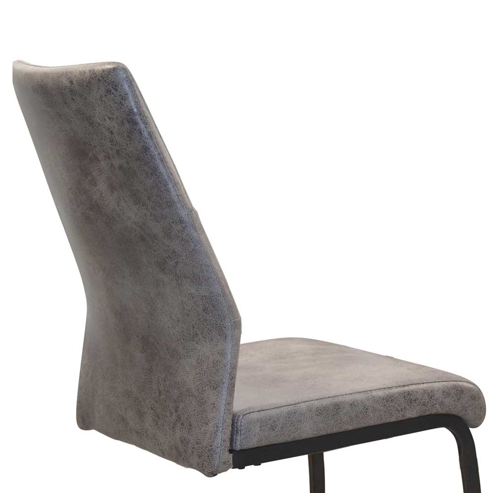Sitzgruppe 5-teilig Veverino - Stühle Grau Vintage aus Microfaser (fünfteilig)