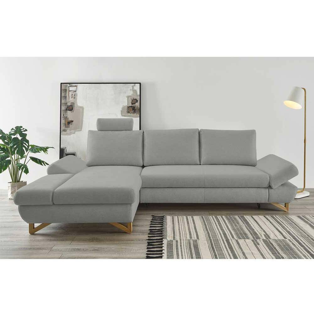 Sofa mit Bettfunktion Envus in Hellgrau im Skandi Design