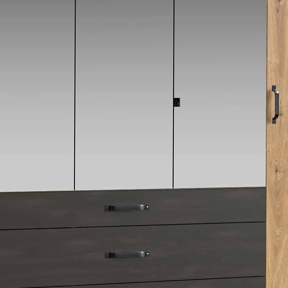 Factory Style Kleiderschrank Onlina mit drei Schubladen und Spiegeltüren