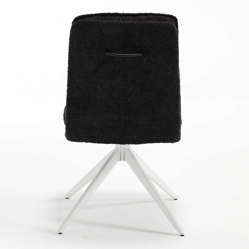 Drehbare Stühle Fabielle in Anthrazit Boucle mit weißem Metallgestell (2er Set)