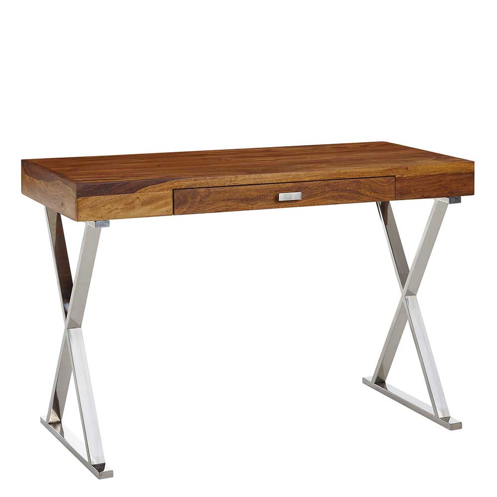 Schreibtisch Holz und Chrom Magdalina in modernem Design 120 cm breit