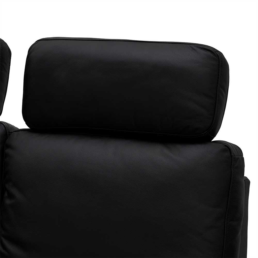 Schwarzes Zweisitzer Sofa Hadaoi mit verstellbaren Armlehnen und Steck-Kopfstützen