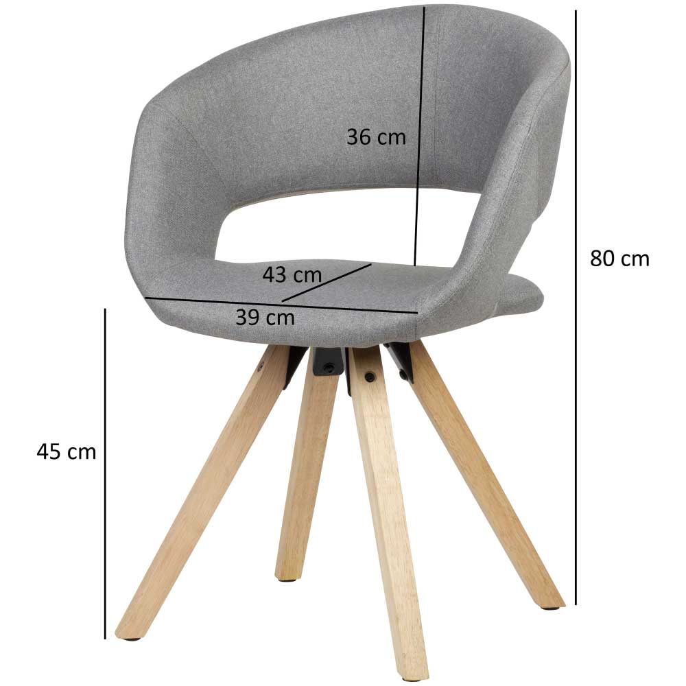 Webstoff Esstisch Stühle Cello in Hellgrau mit 45 cm Sitzhöhe