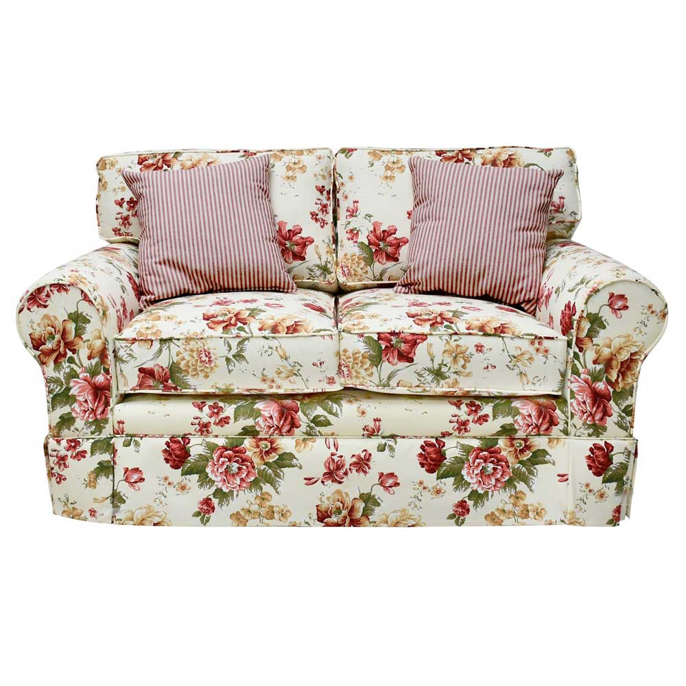 Landhaus Couch Fun mit Blumen Muster aus Webstoff