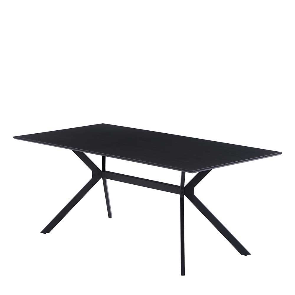 Essgruppe Awa in Anthrazit und Schwarz mit 180 cm Tisch (fünfteilig)