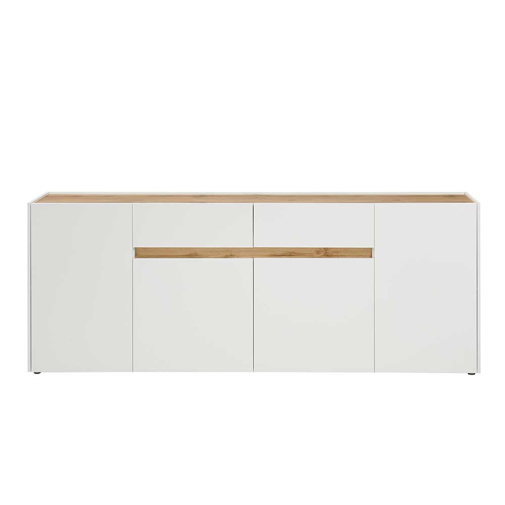 Sideboard Rascian in Weiß und Wildeichefarben 220 cm breit