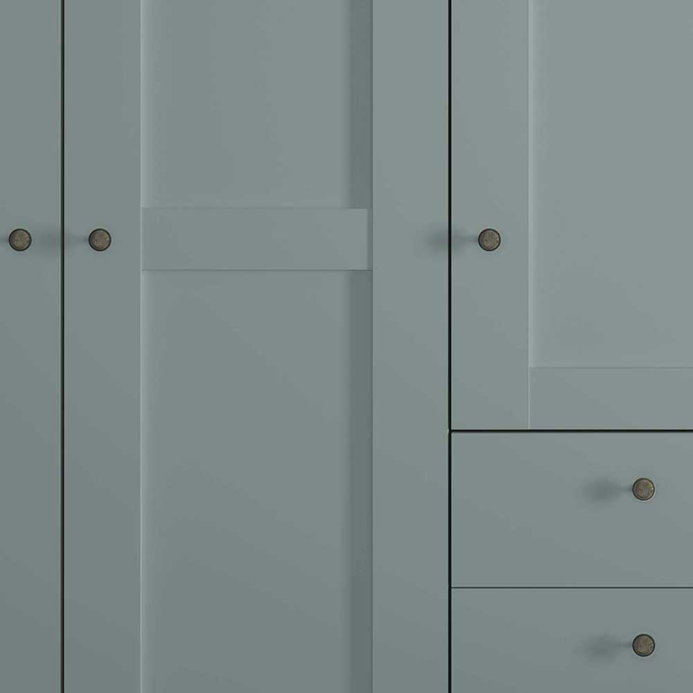 250 cm breiter Kleiderschrank Forjan in Graugrün im modernen Landhausstil