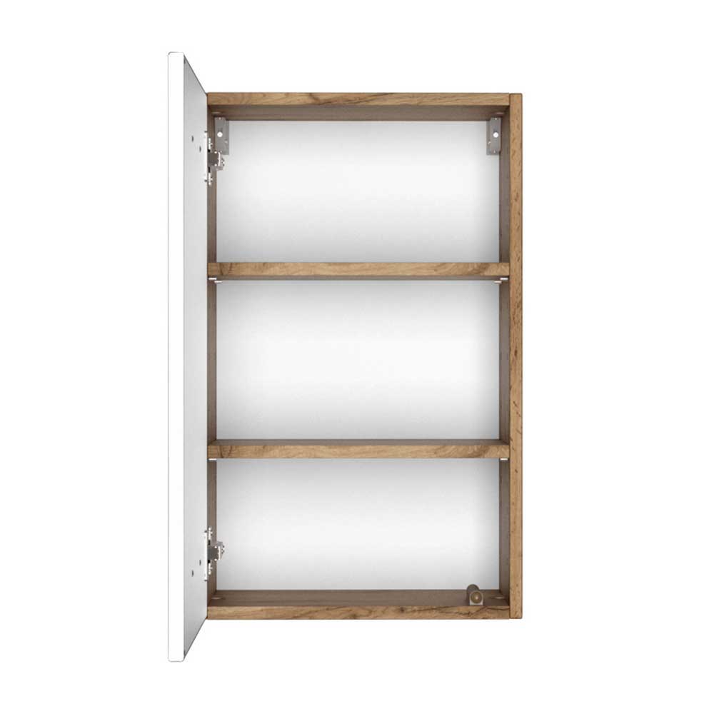 Badmöbelkomplettset Zataico in Weiß und Wildeiche mit LED Beleuchtung (fünfteilig)