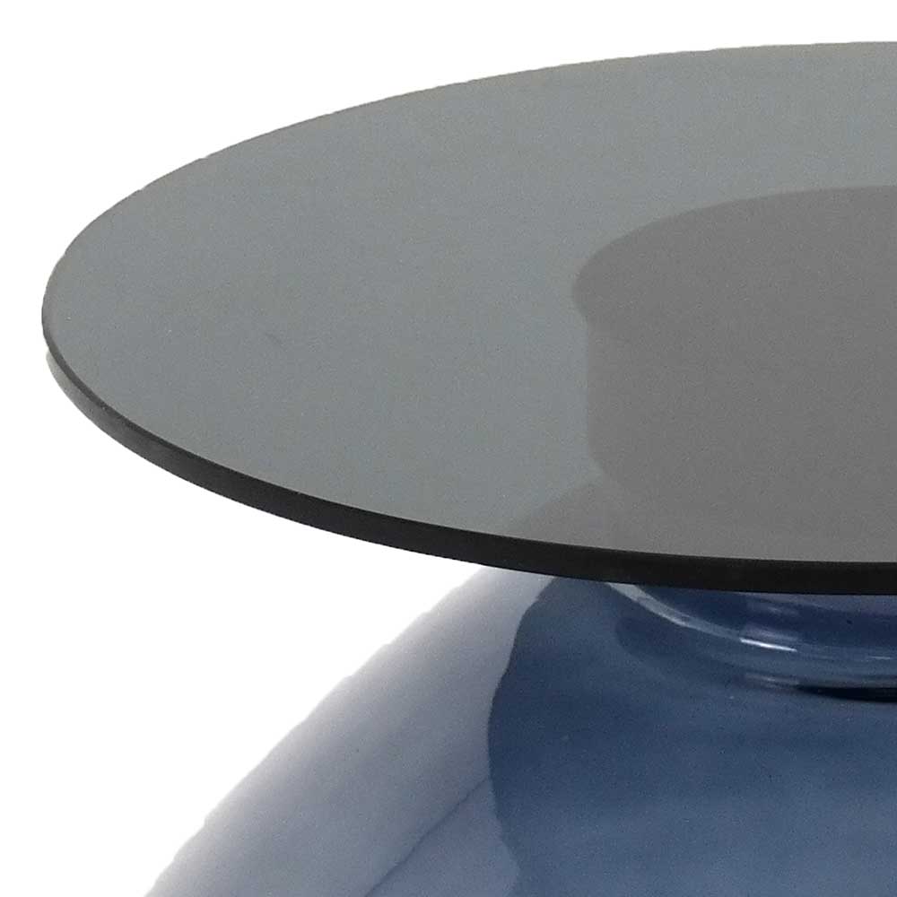 Design Glastisch Avocado in Schwarz mit runder Tischplatte