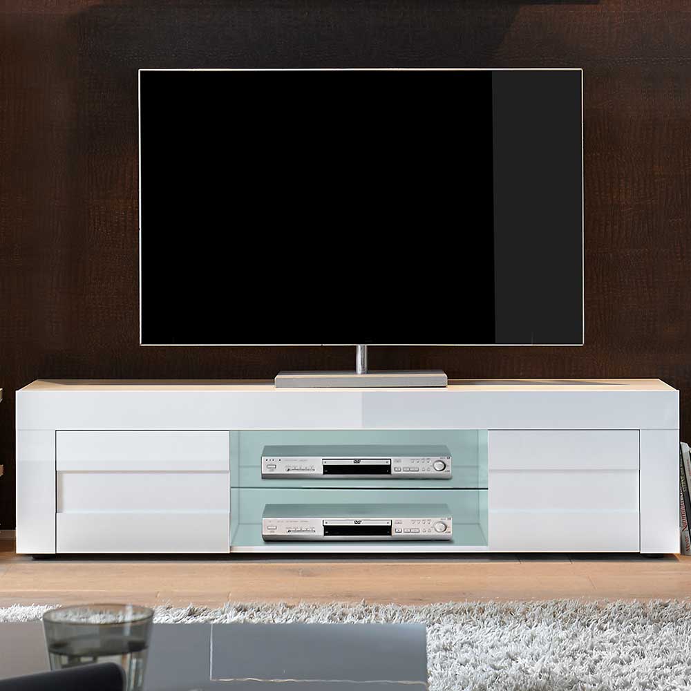 Fernseh Unterschrank Alborelo in Weiß Hochglanz 181 cm breit