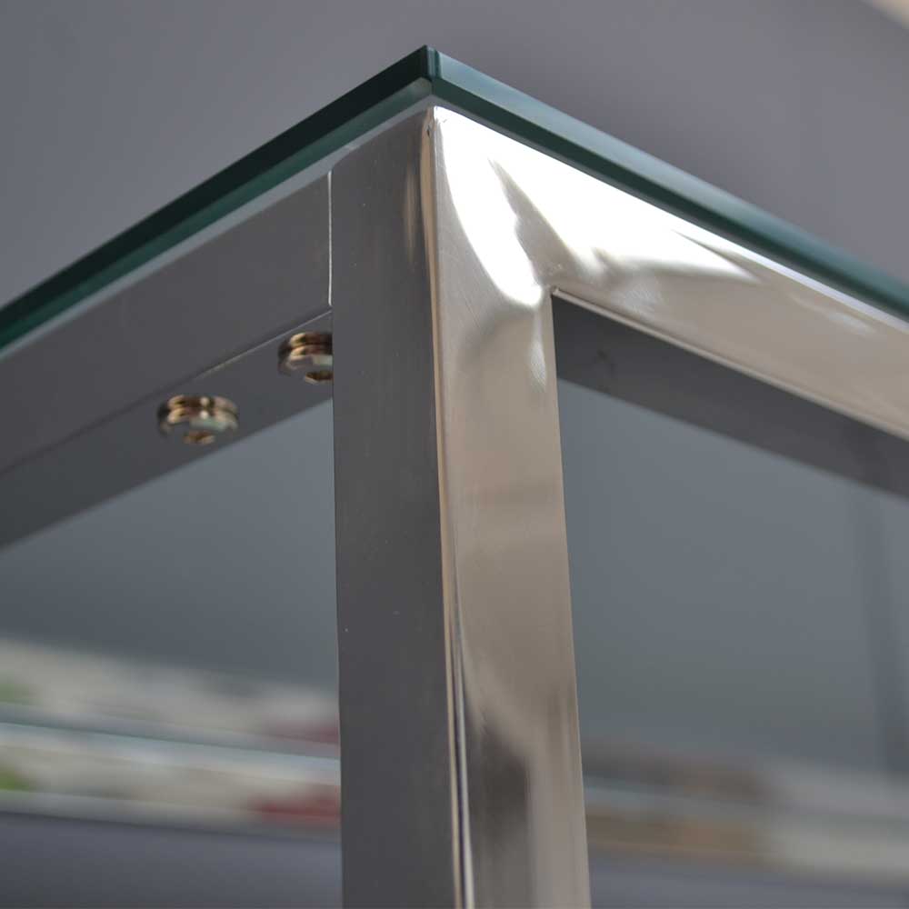 Design Raumteiler Regal Ebonia in Chromfarben mit Glasböden