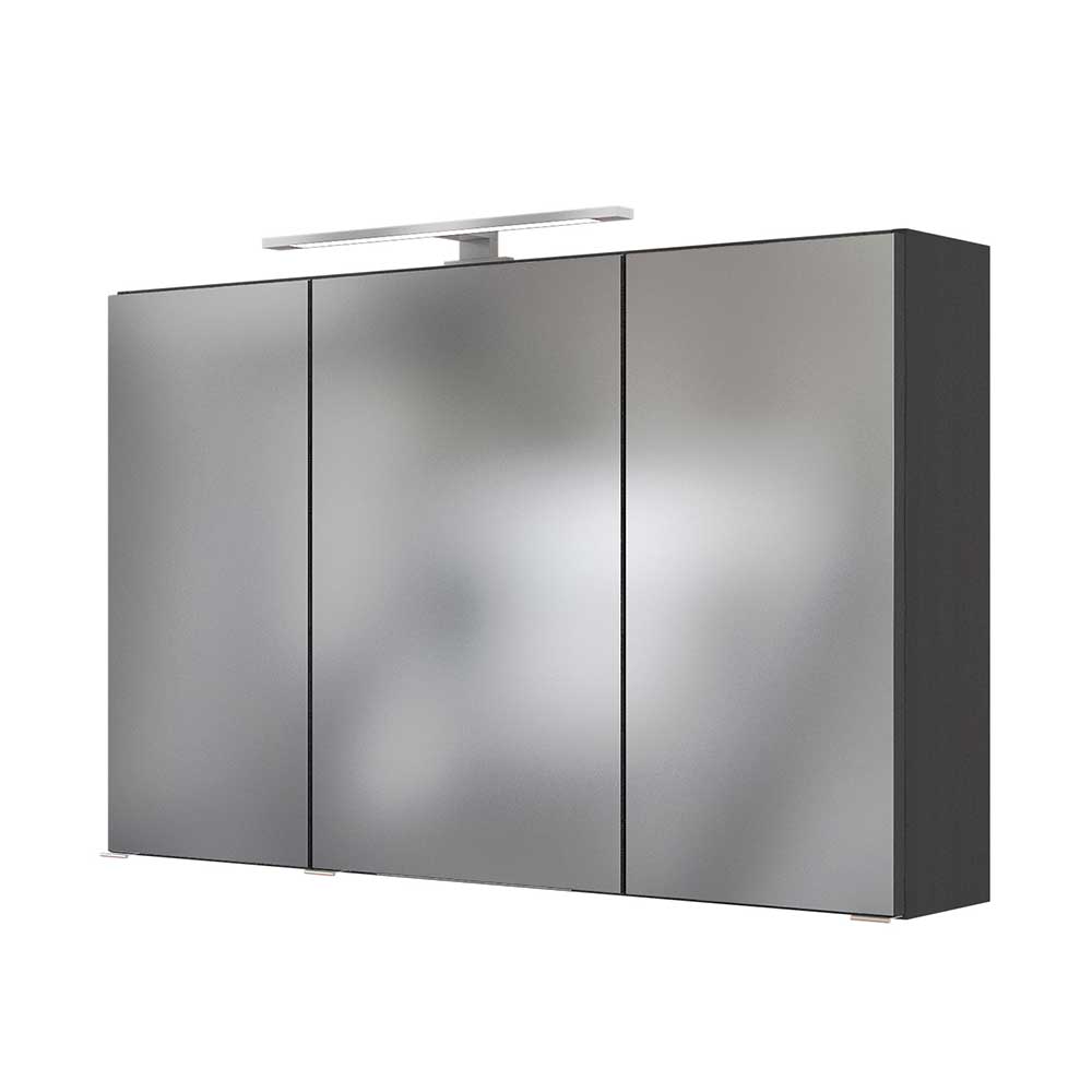 Badezimmer Spiegelschrank Viaco in dunkel Grau mit LED Beleuchtung