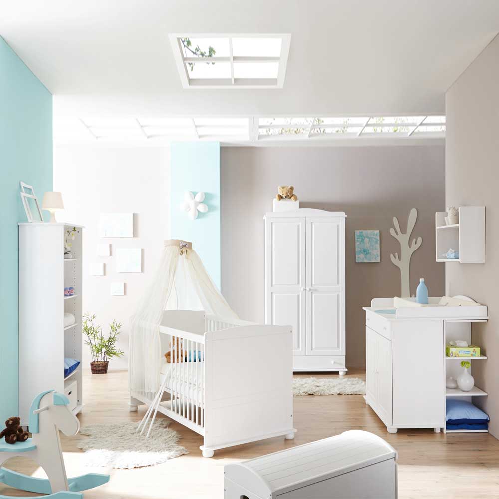 Babyzimmermöbel Carlisa in Weiß (fünfteilig)