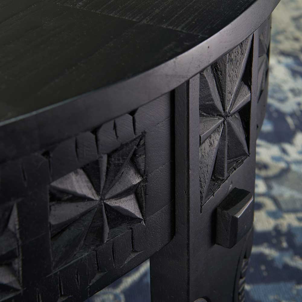 Schwarzer Wohnzimmer Tisch Kelli im orientalischen Stil geschnitzt