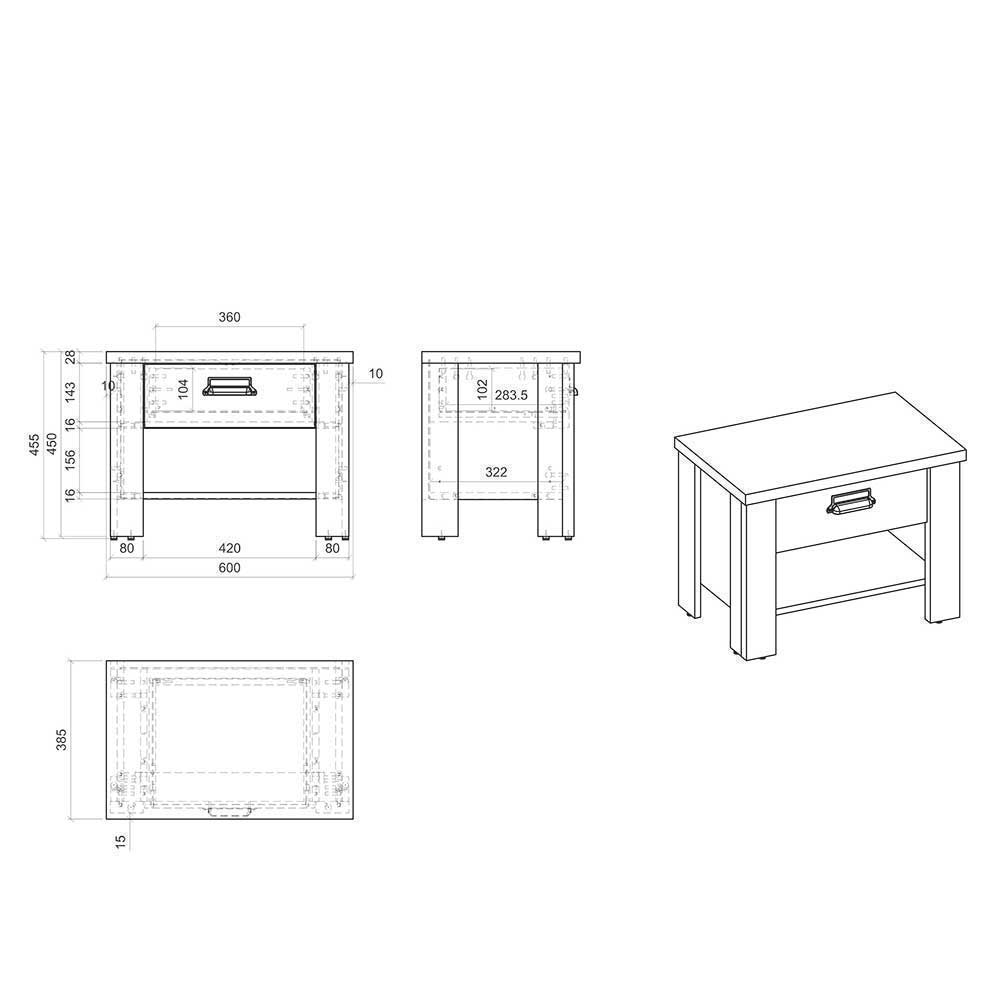 Möbel für Schlafzimmer Studiana im Landhausstil modern (fünfteilig)