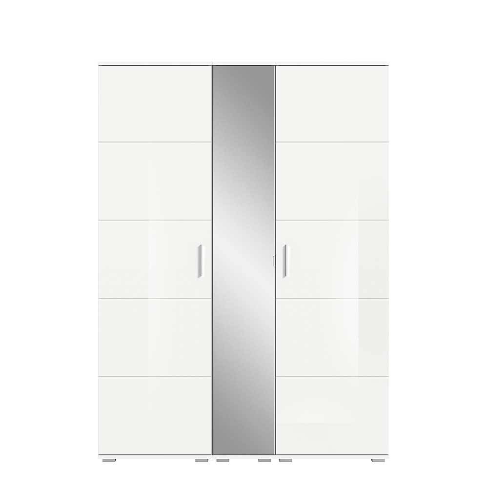 Großer Garderobenschrank Ampiano mit Spiegeltür 138 cm breit (dreiteilig)