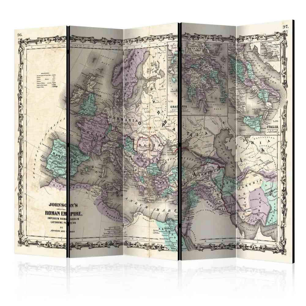 Lichtechter Paravent Nivatus mit Weltkarte Motiv 225 cm breit