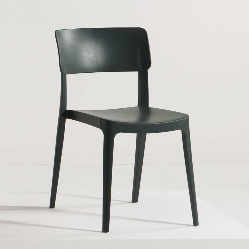 Kunststoff Stühle Anthrazit Gestrov in modernem Design stapelbar (4er Set)