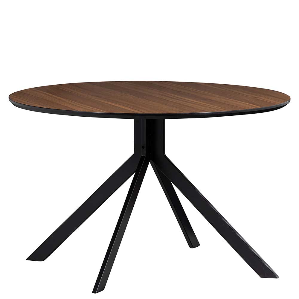 Tisch Esszimmer rund Orda in Walnussfarben und Schwarz