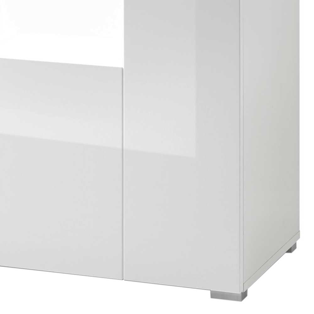 Hochglanz Sideboard Zuradus in Weiß mit Glastüren