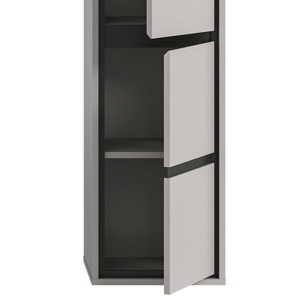 Badezimmerwandschrank Ristina in Grau und Schwarz 163 cm hoch