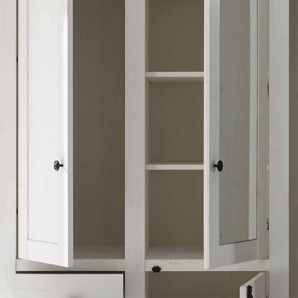 Kleiderschrank Pantina in Pinie Weiß mit Spiegeltür
