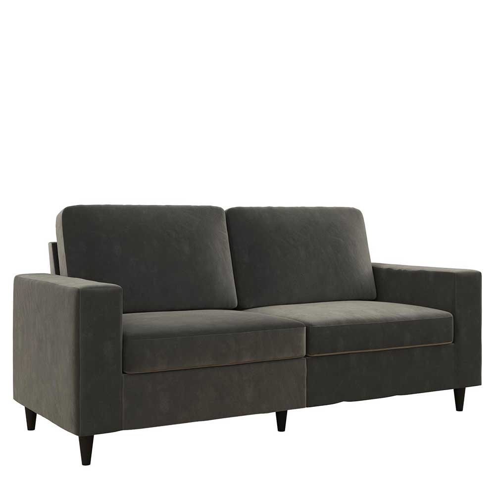 Samt Sofa grau Alfons mit 48 cm Sitzhöhe 190 cm breit