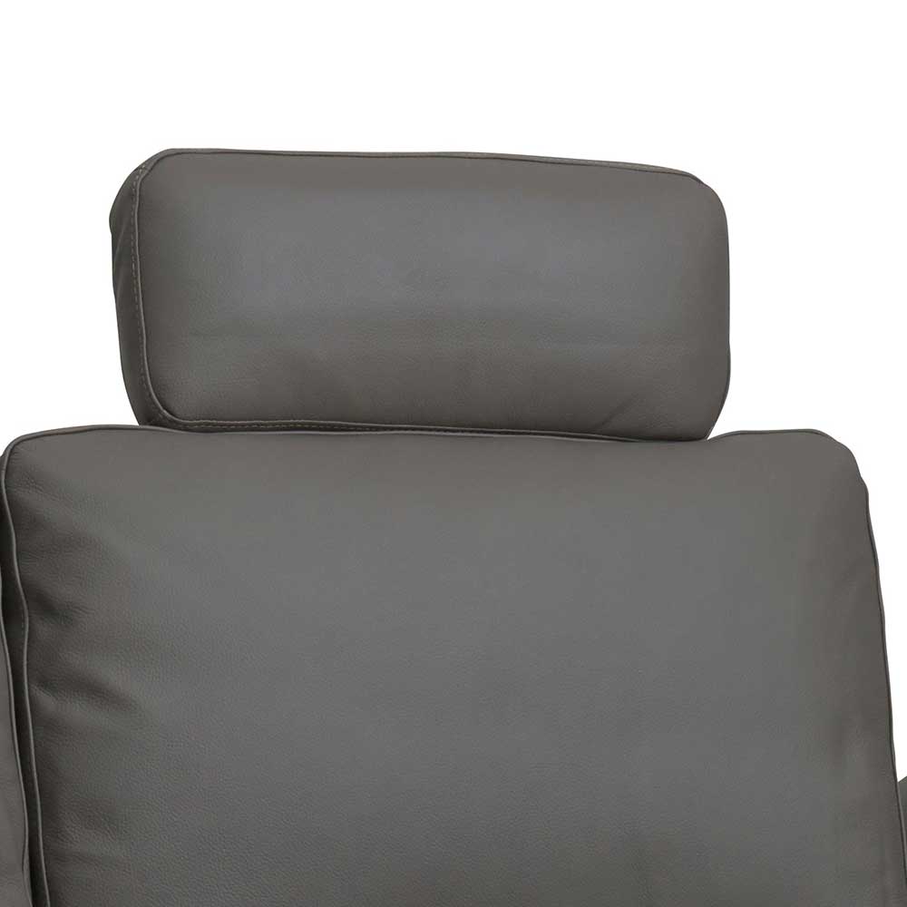 Graues Dreisitzer Couch Deliana mit verstellbaren Armlehnen und Steck-Kopfstützen