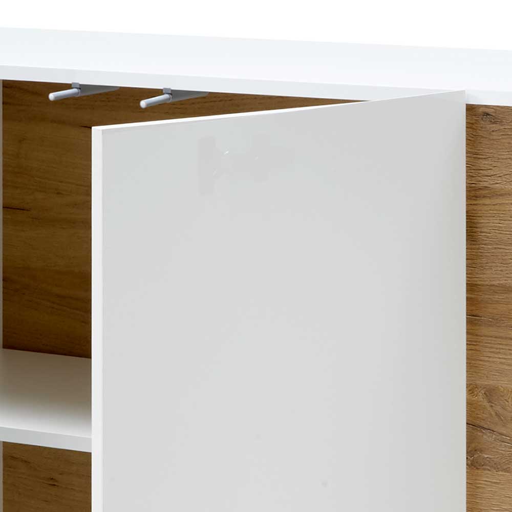 Sideboard Franvos im Skandi Design in Weiß und Wildeichefarben
