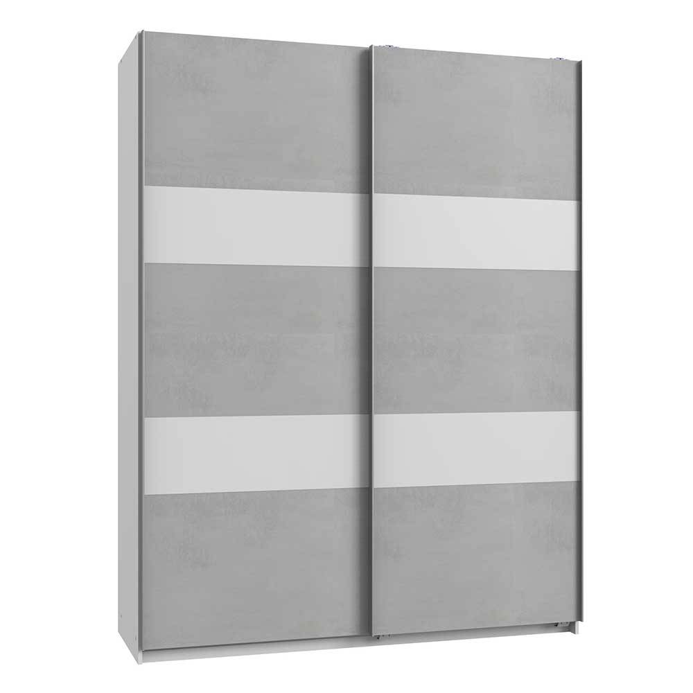 135 Fernandez Lichtgrau Beton breit - und Schwebetürenkleiderschrank Weiß cm