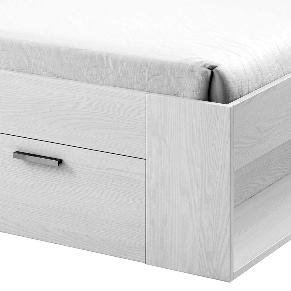 Schubkastenbetten Perlina in Holzoptik Esche Weiß - modernes Design