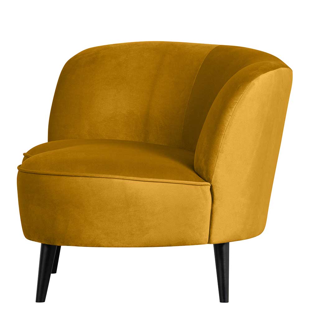 Retro Stil Lounge Sofa Akstinio in Ocker Gelb mit Samt Bezug