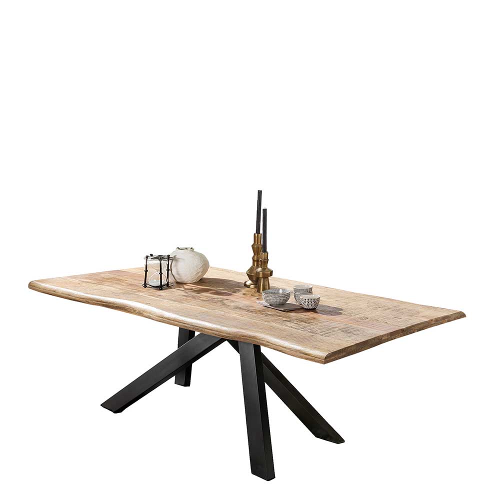 Esszimmer Tisch rustikal Annimo aus Mangobaum Massivholz mit Baumkante
