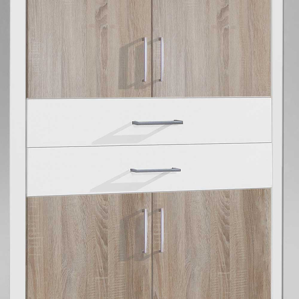 Drehtürenkleiderschrank Kofi 270 cm breit mit Spiegeln und Schubladen