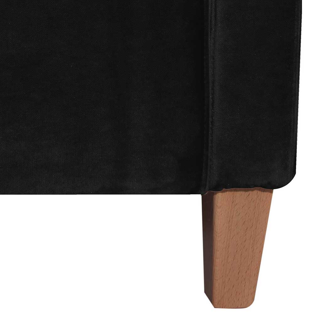 Schwarzer Armlehnsessel Geraldo aus Samtvelours 42 cm Sitzhöhe