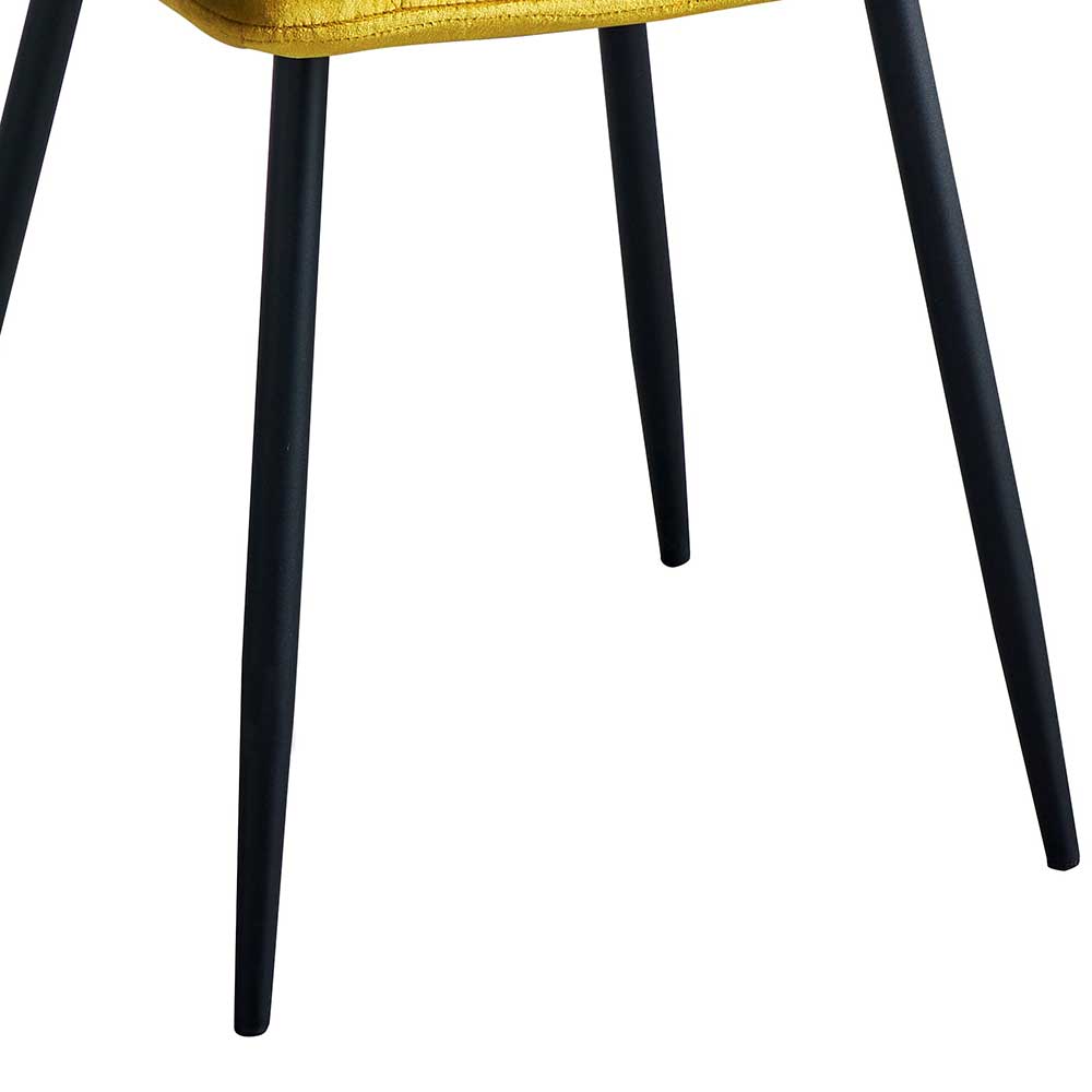 4 Stühle in Gelb Borneo aus Samt mit Gestell aus Metall (4er Set)