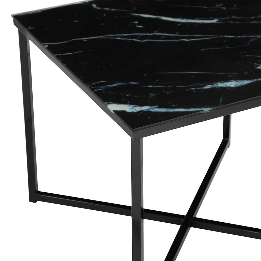 Retro Glas Tisch Tree in Schwarz marmoriert mit Metallgestell