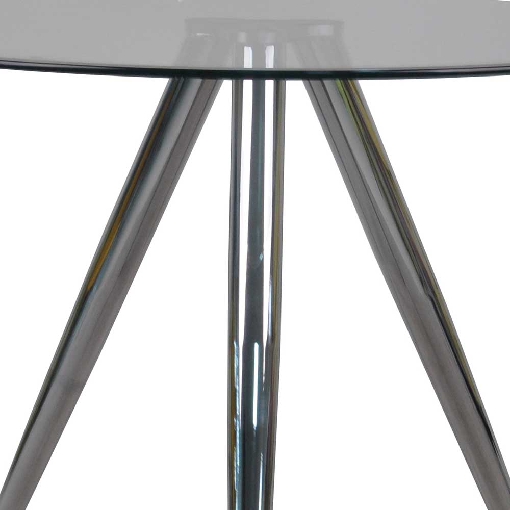 Runder Glastisch Pingdong in Chromfarben 100 cm breit