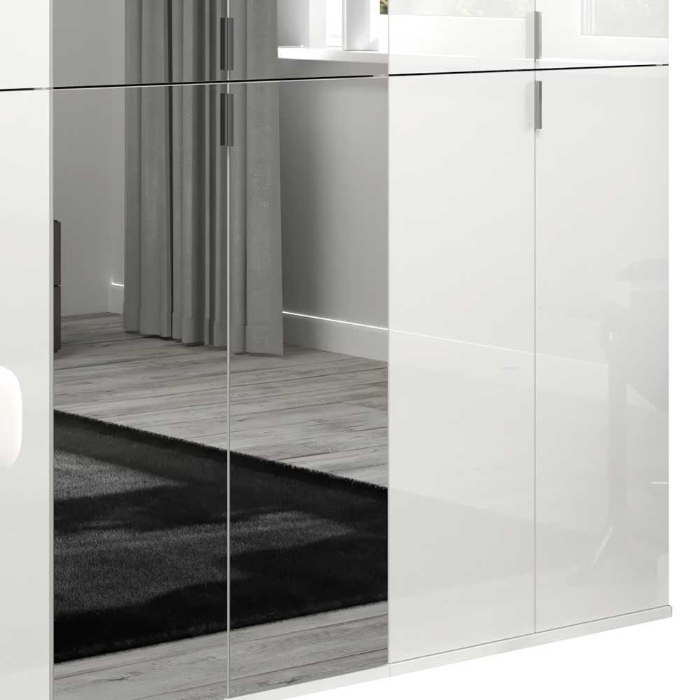 Spiegel Kleiderschrank Ridonner in Weiß 193 cm hoch (dreiteilig)
