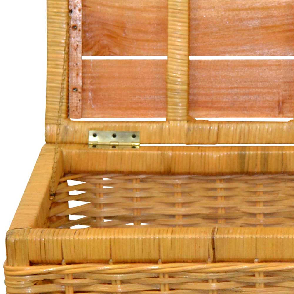 Rattan Couchtisch Larosca in Beige mit flachem Holz Deckel
