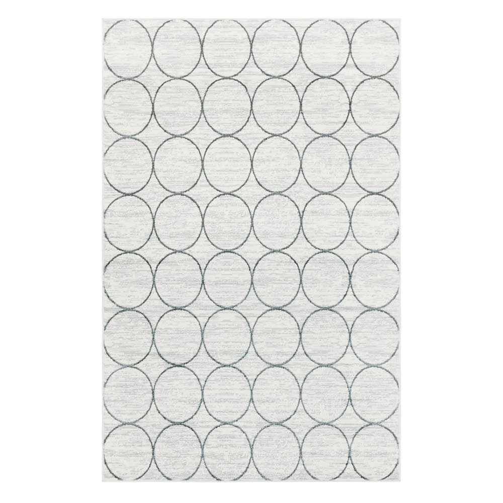 Teppich mit grafischem Muster Jambi in Cremefarben und Grau